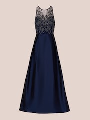 Adrianna by Adrianna Papell Blue Bead Combo Taffeta Long Dress - Image 6 of 6