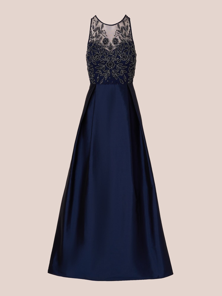 Adrianna by Adrianna Papell Blue Bead Combo Taffeta Long Dress - Image 6 of 6