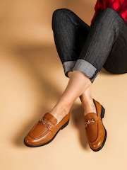 rjava - Jones Bootmaker Mari usnjeni mokasini - Slika 1 iz 6