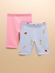 Blau und Pink - Joules Cartwheel Pack Of Two Cotton Stretch Cycling Shorts - Bild 1 von 11