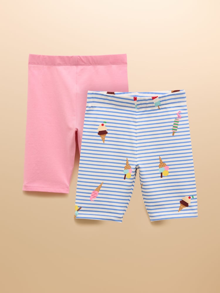 Blau und Pink - Joules Cartwheel Pack Of Two Cotton Stretch Cycling Shorts - Bild 1 von 11