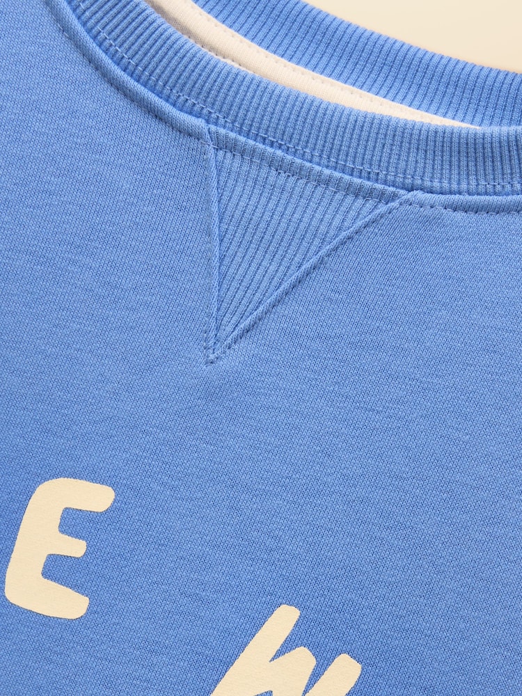 Joules Kids Sundaze Blue Crew Neck Slogan Sweatshirt - Image 5 of 5 Joules Kids Sundaze Blue Crew Neck Slogan Sweatshirt - Image 5 of 5