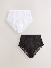 Black/White High Waist Lace Knickers 2 Pack - Image 5 of 9