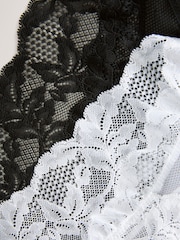 Black/White High Waist Lace Knickers 2 Pack - Image 8 of 9