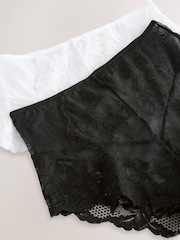 Black/White High Waist Lace Knickers 2 Pack - Image 9 of 9