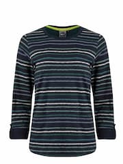 Weird Fish – Anonna – bedruckte Jersey-Slub-Tunika mit Streifen, 100 % Baumwolle, Blau - Bild 1 von 2