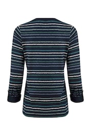 Weird Fish – Anonna – bedruckte Jersey-Slub-Tunika mit Streifen, 100 % Baumwolle, Blau - Bild 2 von 2
