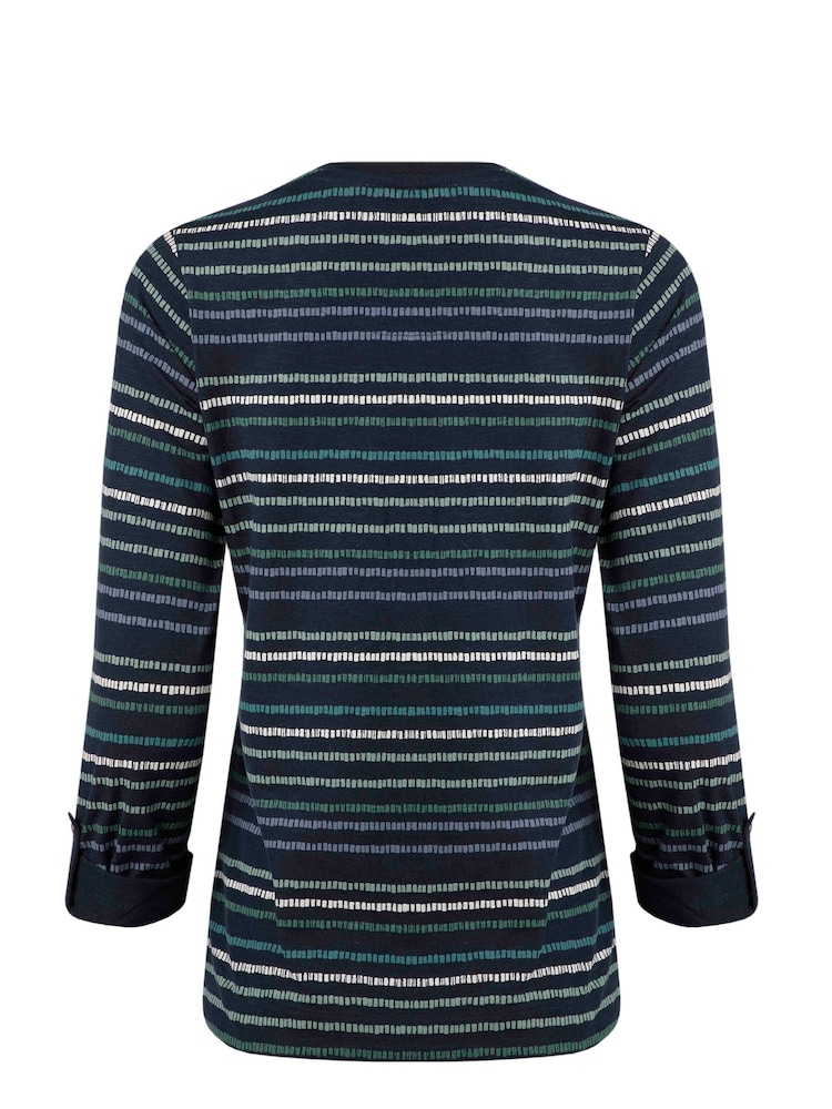 Weird Fish – Anonna – bedruckte Jersey-Slub-Tunika mit Streifen, 100 % Baumwolle, Blau - Bild 2 von 2