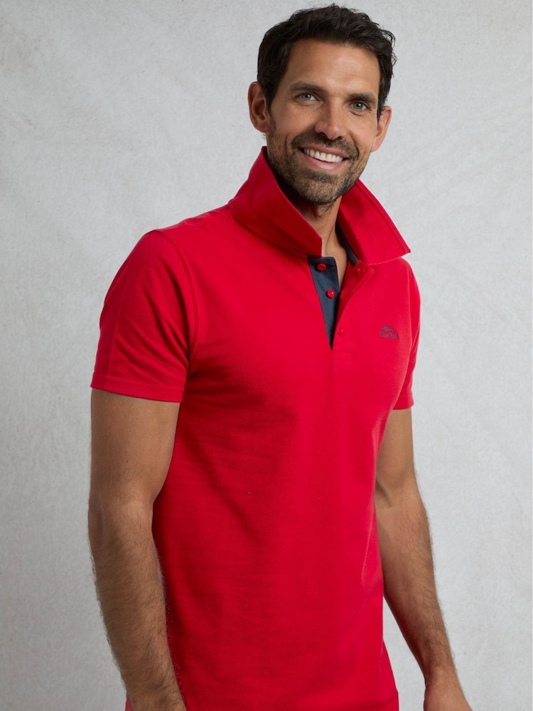 Rot - Weird Fish Miles Pique 100% Cotton Polo Shirt - Bild 2 von 8