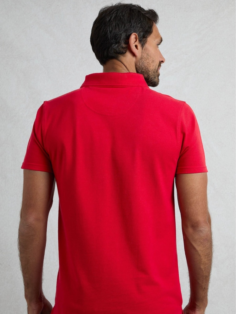 Weird Fish Red Miles Pique 100% Cotton Polo Shirt - Image 3 of 8