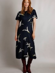 Weird Fish Blue Weird Fish Everly Eco Liva Printed Viscose Dress - Image 3 of 6