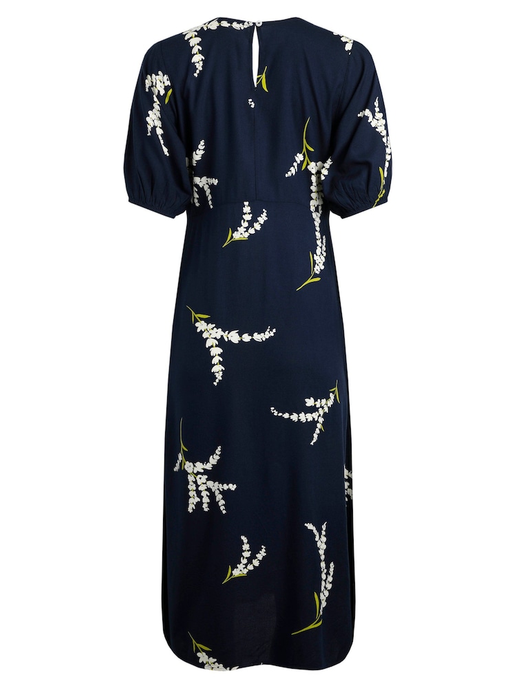 Weird Fish Blue Weird Fish Everly Eco Liva Printed Viscose Dress - Image 6 of 6