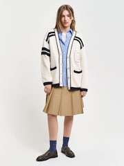 GANT Cream Varsity V-Neck Cardigan - Image 3 of 4