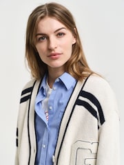 GANT Cream Varsity V-Neck Cardigan - Image 4 of 4