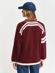 GANT Red Varsity V-Neck Cardigan - Image 2 of 4