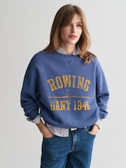 GANT Blue Graphic Crew Neck 100% Cotton Sweatshirt - Image 1 of 4