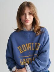 GANT Blue Graphic Crew Neck 100% Cotton Sweatshirt - Image 3 of 4
