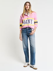 GANT Pink Colour Block Rugby Cotton Polo Shirt - Image 3 of 5