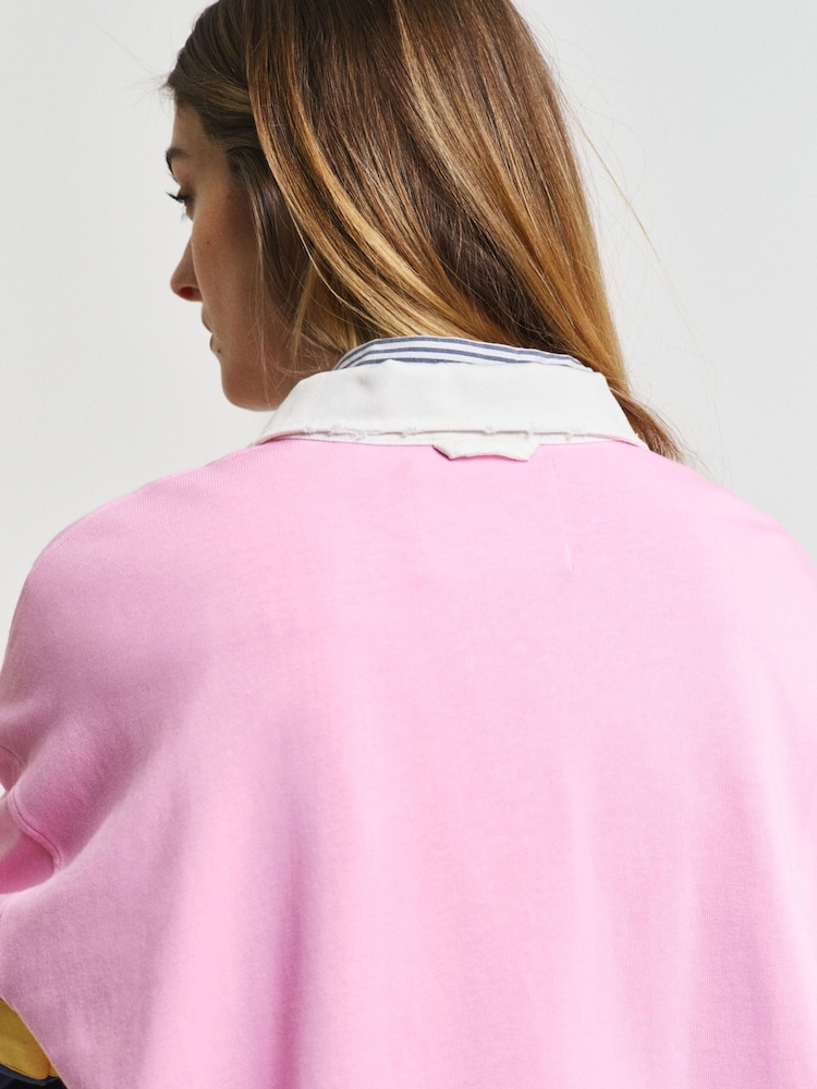 GANT Pink Colour Block Rugby Cotton Polo Shirt - Image 5 of 5