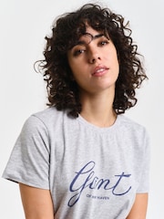 GANT Grey 100% Cotton Regular Script T-Shirt - Image 4 of 4