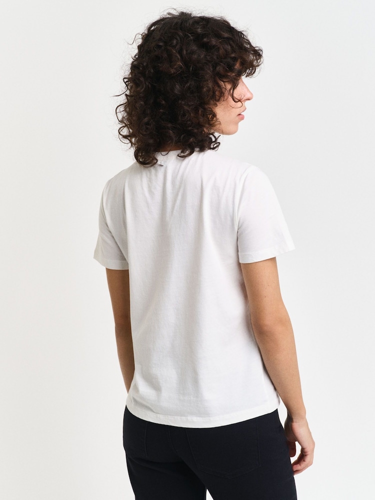 GANT Cream 100% Cotton Regular Script T-Shirt - Image 2 of 4