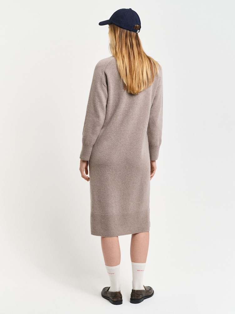 GANT Herringbone Detail Roll Neck Dress - Изображение 2 из 6