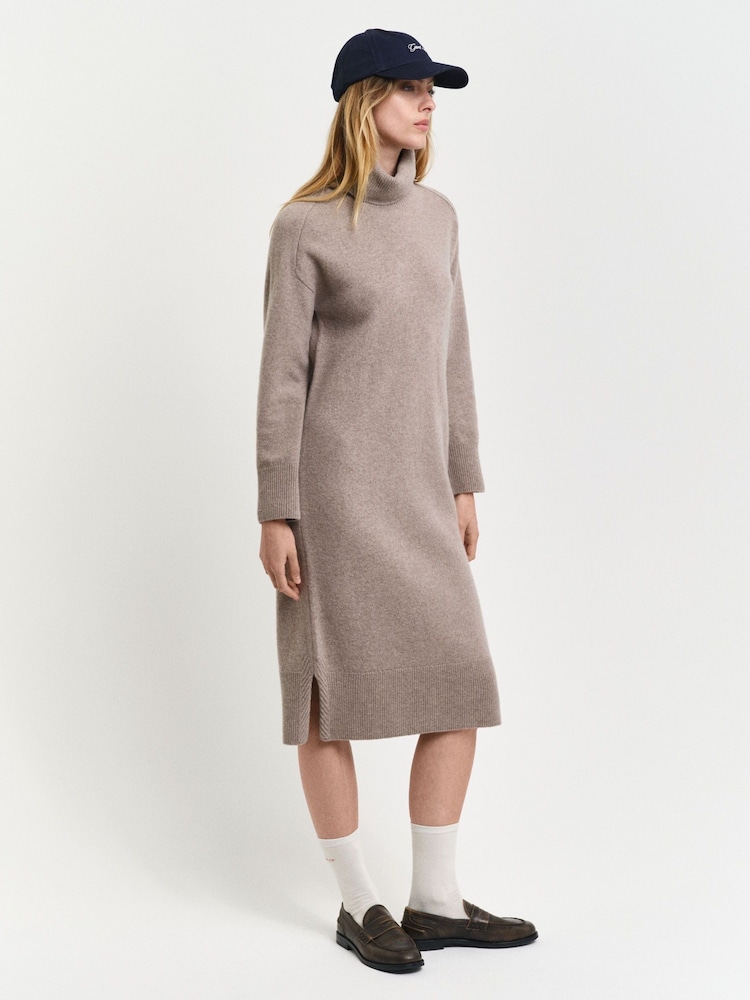 GANT Herringbone Detail Roll Neck Dress - Изображение 6 из 6