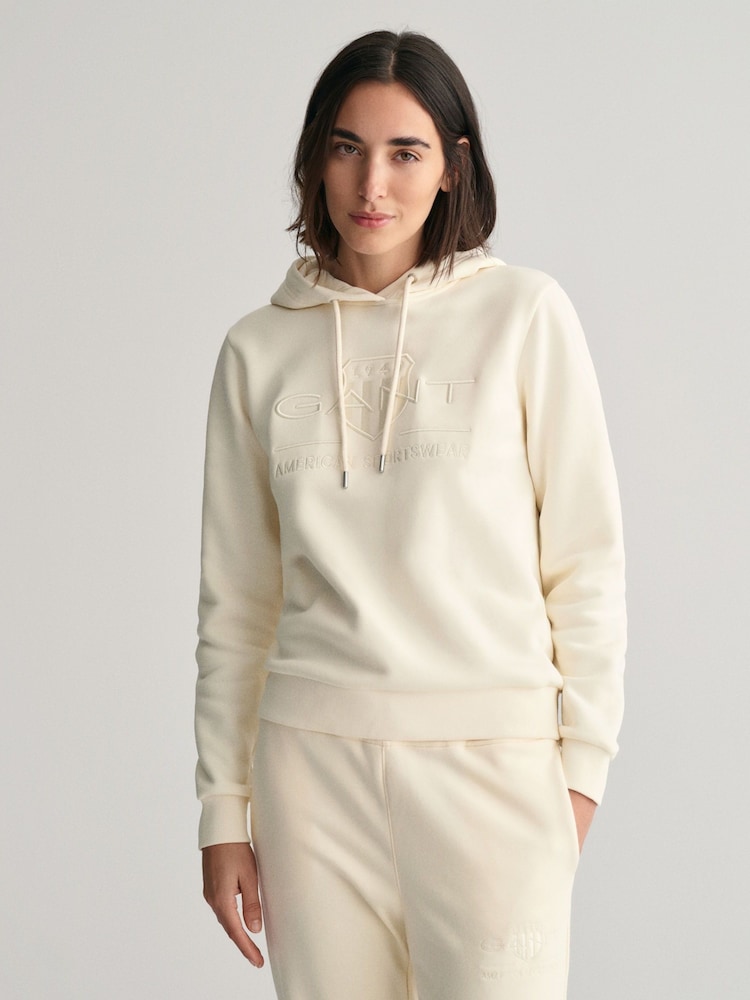 GANT Cream Cream Regular Tonal Shield Sweatshirt - Image 1 of 5