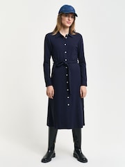 GANT Blue Slim Jersey Shirt Dress - Image 1 of 5