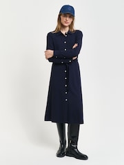 GANT Blue Slim Jersey Shirt Dress - Image 3 of 5