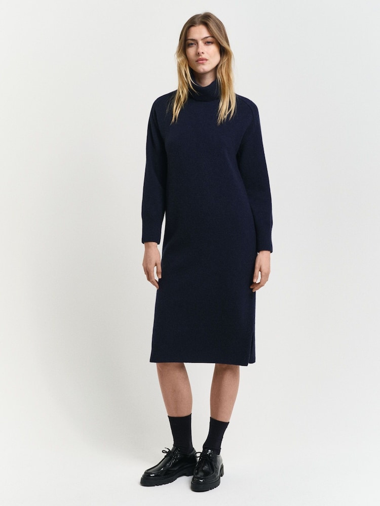 GANT Herringbone Detail Roll Neck Dress - Изображение 1 из 5