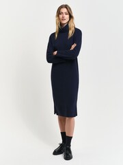 GANT Herringbone Detail Roll Neck Dress - Изображение 3 из 5