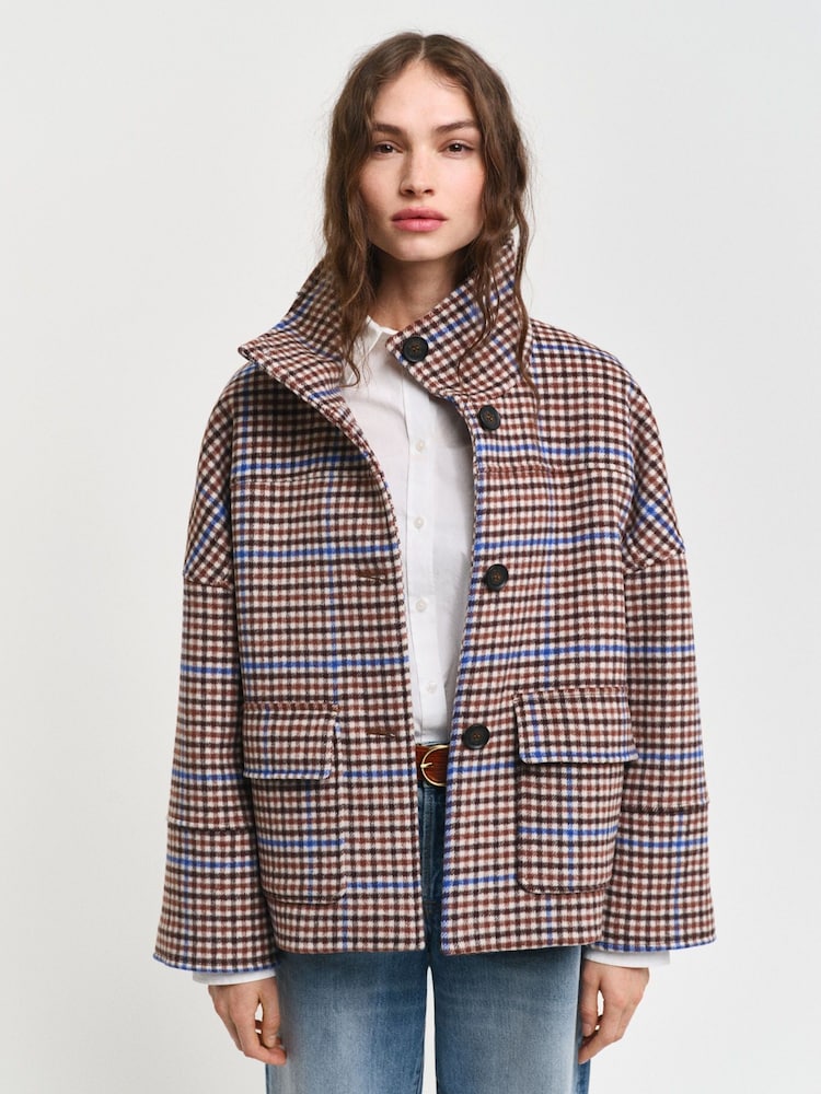 GANT velika karirasta odrezana volnena jakna - Slika 2 iz 7 GANT velika karirasta odrezana volnena jakna - Slika 2 iz 7