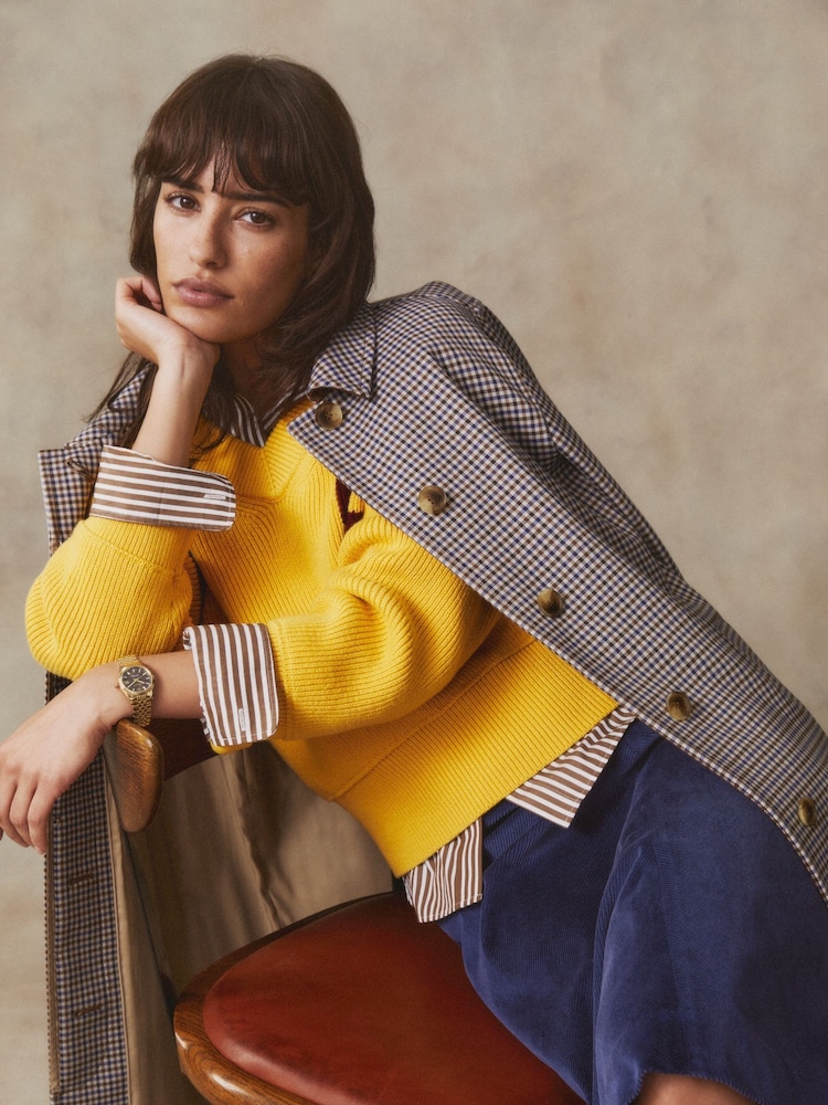 GANT Brown Mini Checked Car Coat - Image 1 of 8