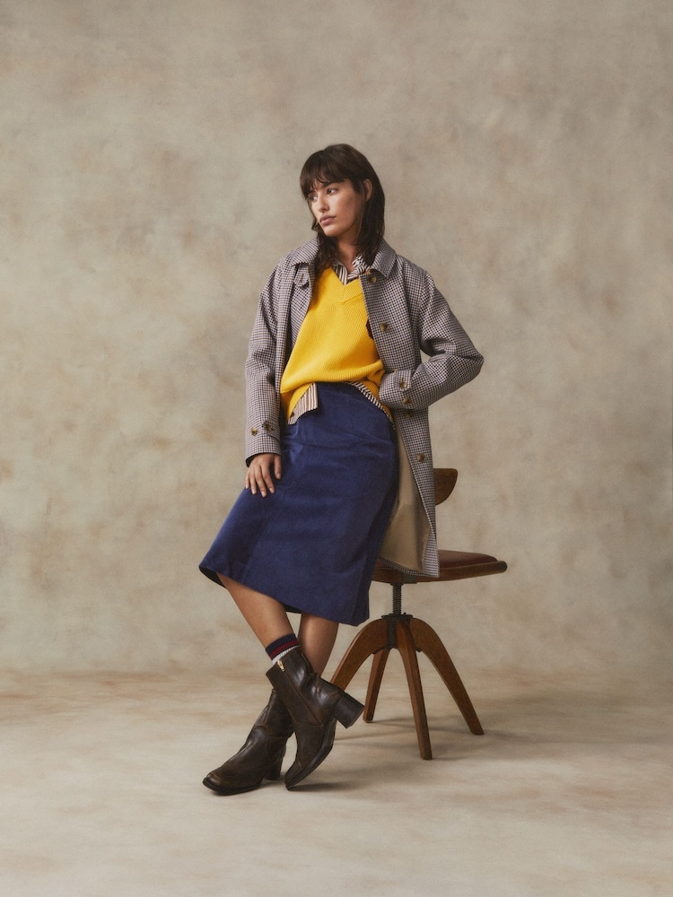GANT Brown Mini Checked Car Coat - Image 2 of 8