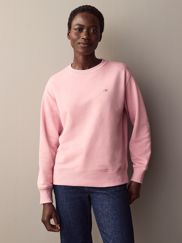 GANT Pink Shield Crew Neck Sweatshirt - Image 1 of 4