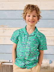Joules Sonny Green Short Sleeve Cotton Shirt - Image 1 of 5