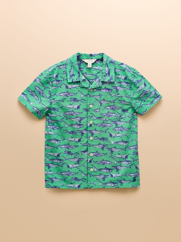 Joules Sonny Green Short Sleeve Cotton Shirt - Image 2 of 5