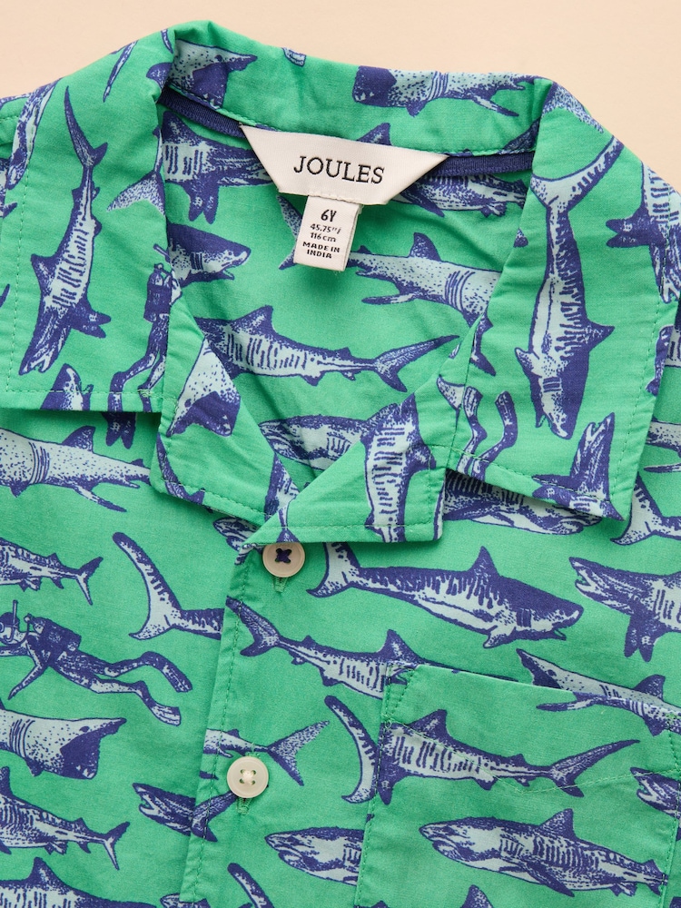Joules Sonny Green Short Sleeve Cotton Shirt - Image 5 of 5