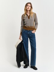 GANT Brown Houndstooth Jacquard Polo Shirt - Image 5 of 6