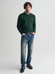 GANT Green Classic 100% Cotton V-Neck Jumper - Image 3 of 4
