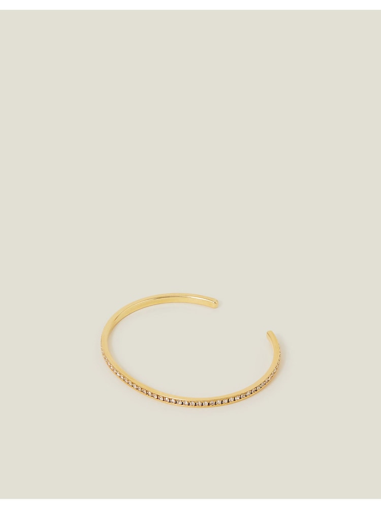 Accessorize Gold Tone 14ct Sparkle Bangle Bracelet - Image 1 of 3