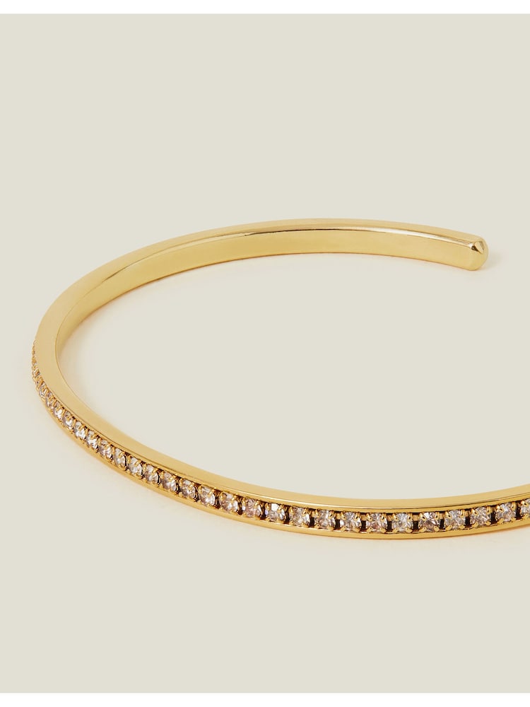 Accessorize Gold Tone 14ct Sparkle Bangle Bracelet - Image 2 of 3