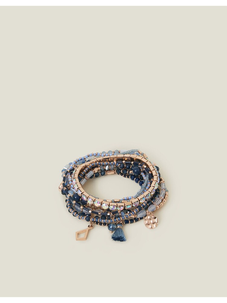 Accessorize Blue Luxe Beaded Charm Stretch Bracelet Pack - Image 1 of 3 Accessorize Blue Luxe Beaded Charm Stretch Bracelet Pack - Image 1 of 3