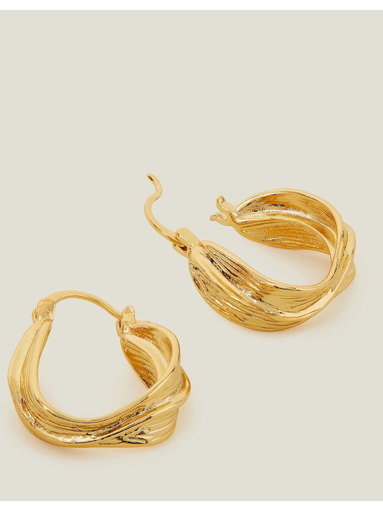 Accessorize Gold Tone 14ct Twisted Horseshoe Hoop Earrings - Image 1 of 3 Accessorize Gold Tone 14ct Twisted Horseshoe Hoop Earrings - Image 1 of 3