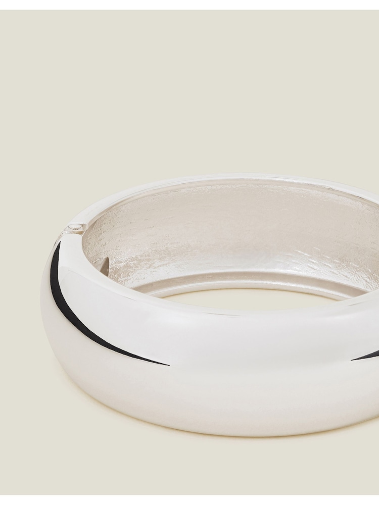 Accessorize Silver Tone Chunky Bangle - Image 2 of 3 Accessorize Silver Tone Chunky Bangle - Image 2 of 3
