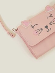 Angels By Accessorize Girls Pink Kitty Cross-Body Bag - Image 3 of 4