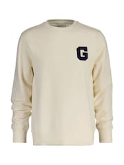 GANT Cream Graphic Crew Neck Sweatshirt - Image 1 of 2