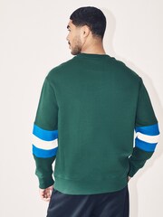 GANT Green Long Sleve Colourblock Crew Neck 100% Cotton T-Shirt - Image 3 of 6