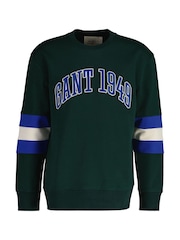 GANT Green Long Sleve Colourblock Crew Neck 100% Cotton T-Shirt - Image 5 of 6